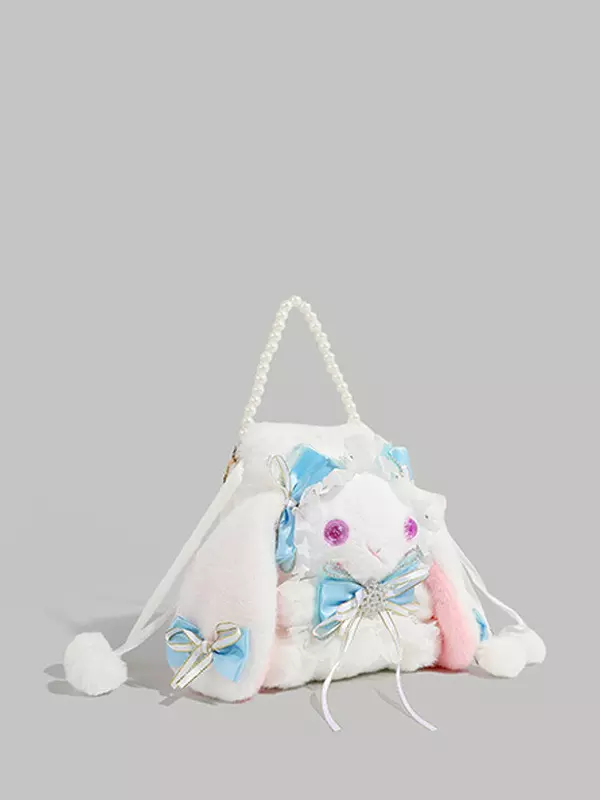 Mini Sac à Main Lolita Avec Nœud Et Bandoulière Chaîne - Fausse Fourrure Multicolore - Style Kawaii - Neuf Avec étiquettes