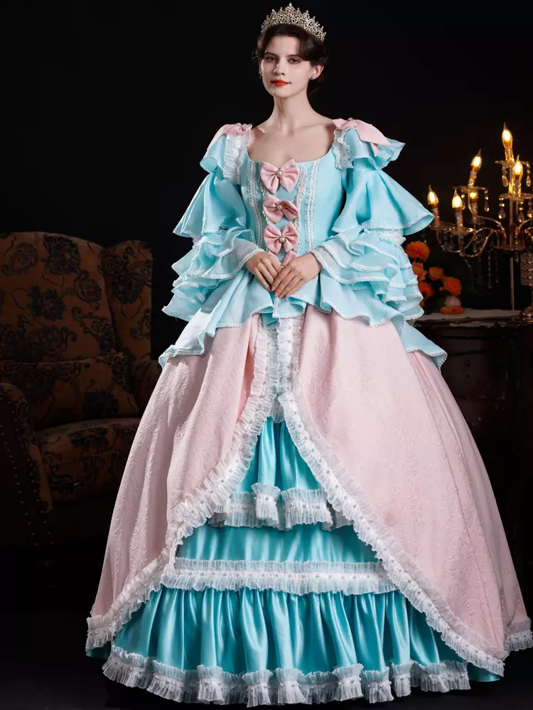 マリー・アントワネット ロココ調 18世紀 貴族風 宮廷 お姫様ドレス ヴィクトリアン フロア丈 ドレス クリスマス パーティー コスチューム 仮面舞踏会 傘 女性用 中世ヨーロッパ マリー・アントワネット ロココ調 18世紀 貴族風 宮廷