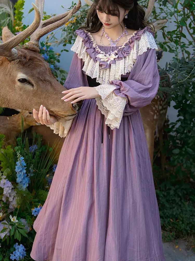 Classical Victorian Dress Polyester Long Sleeves Classic Purple Lolita  Dresses - Lolitashow.com