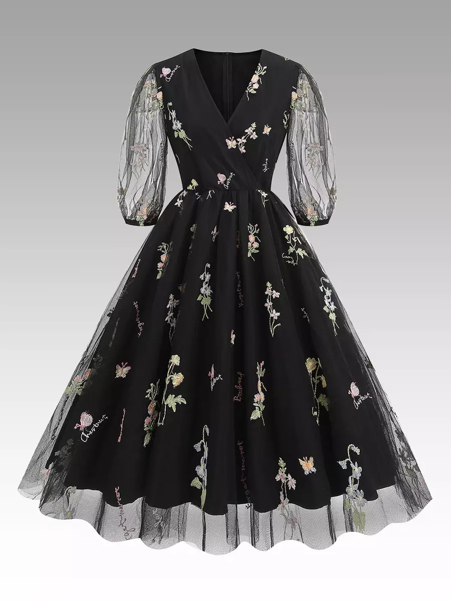 Vintage Inspired Vintage Style Women's Clothing 20th Century Classic 1950s Dress Floral Print Polyester Cocktail Dresses - Costumeslive.com Vintage Inspired Vintage Style Women's Clothing 20th Century Classic 1950s Dress Floral Print Polyester Cocktail Dresses - Costumeslive.com