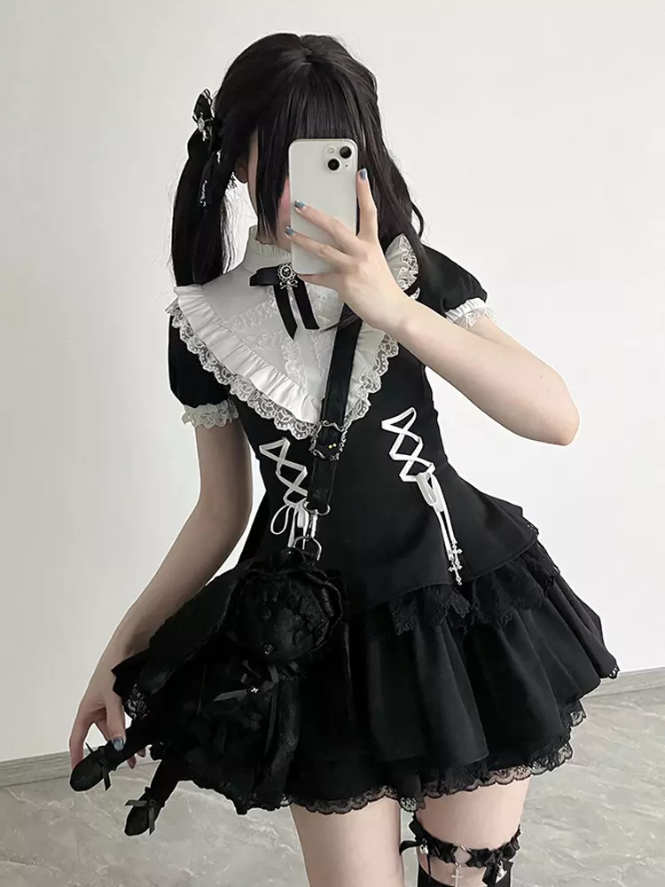 ドレス　M ブラック　ロリータ ゴスロリ　リボン　可愛い　フリル　コスプレ Amazon.co.jp: [SSUPTEMBER2] ロリータ ワンピース 長袖