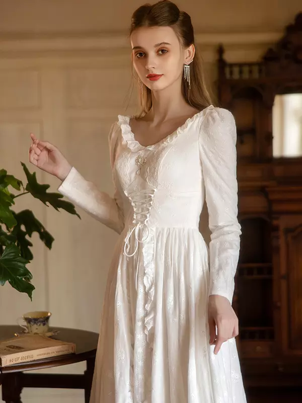 chinese dress ladies Old Fashioned Vintage Maxi Dress with Long Sleeves main image 1