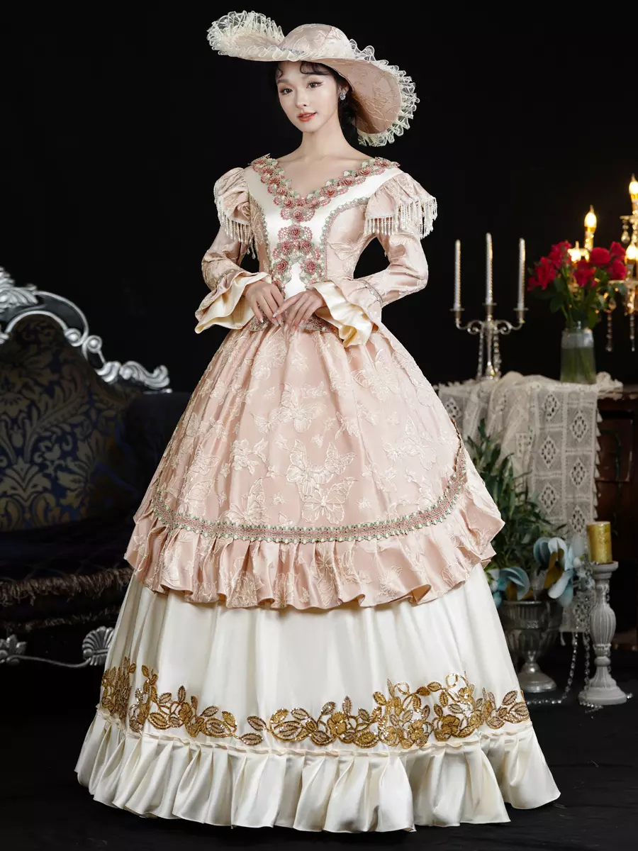 ロココ調ビクトリア朝風レディースドレス ヴィンテージ風 長袖