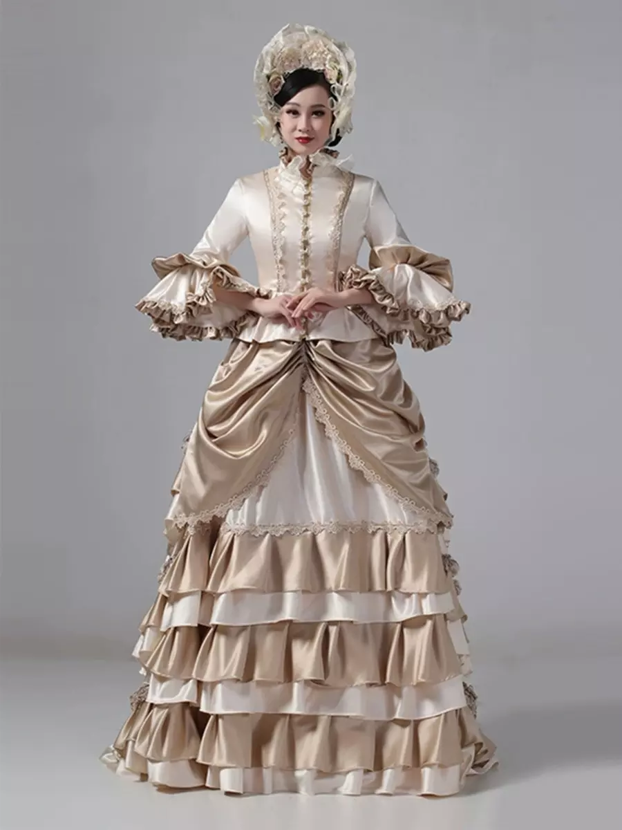 Victorian Women's Dress Polyester Vintage Inspired Ruffles Bows Flared  Sleeves Tiered Medieval Renaissance Festival Dress - Lolitashow.com