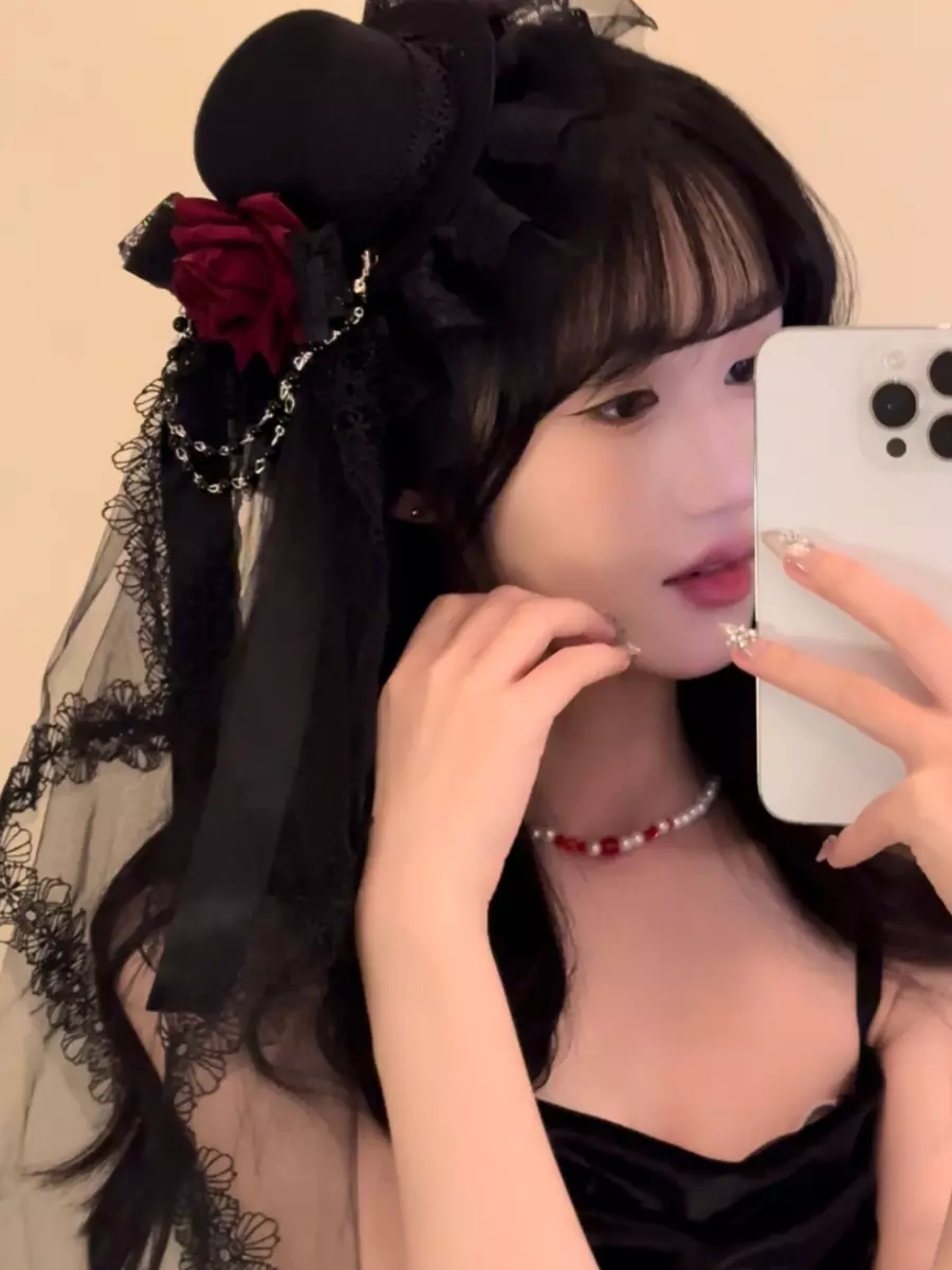 Gothic Lolita Haarband Mit Schwarzer Spitze & Roten Rosen – Für Cosplay, Halloween & Partys