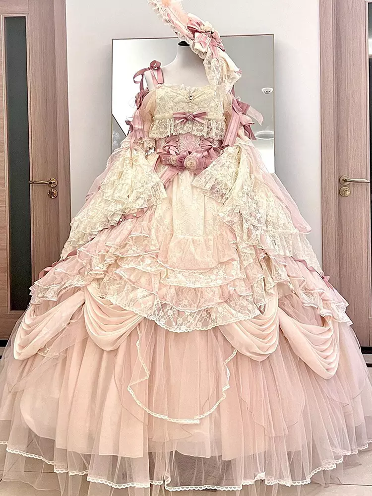 chinese dress ladies Vintage Pink Lace Tulle Sweetheart Off Shoulder Designed Wedding Dress, Pearl Pink
