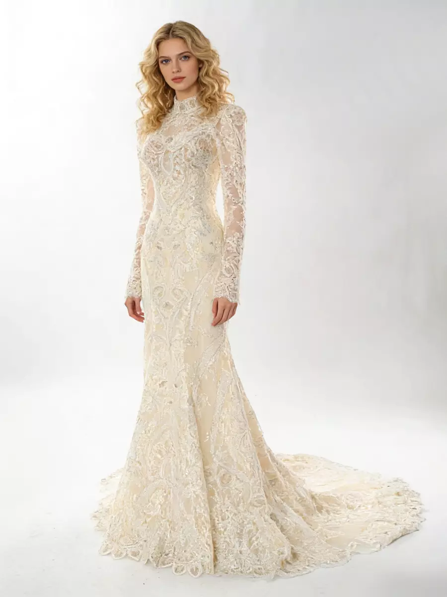 victorian mermaid wedding dresses Victoria Sparkly Princess V Neck White Mermaid Gown Wedding Dress XXXL / White