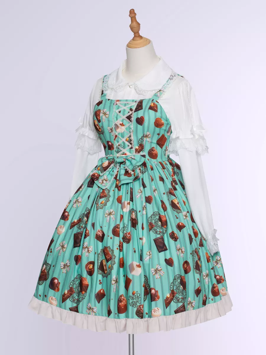 チョコミントカラー ロリータ ヘッドドレス付き Lサイズ チョコミントカラー ロリータ ヘッドドレス付き Lサイズ