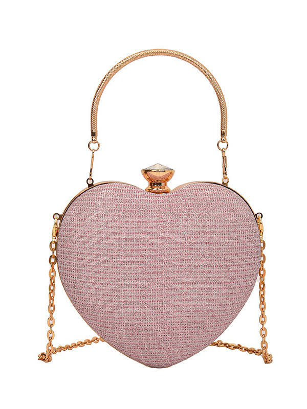 Sac à bandoulière en forme de cœur avec chaîne et pochette de fête brillante pour femme 2025