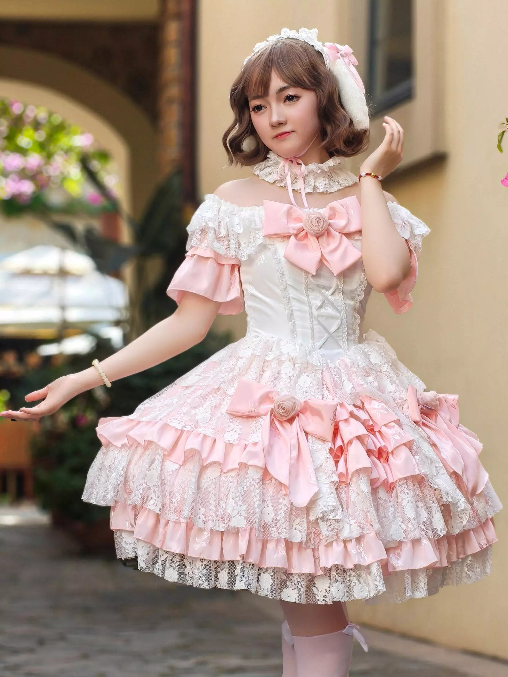 フェアリーロリータ Lolitashow スイートロリータドレス ピンクリボン 