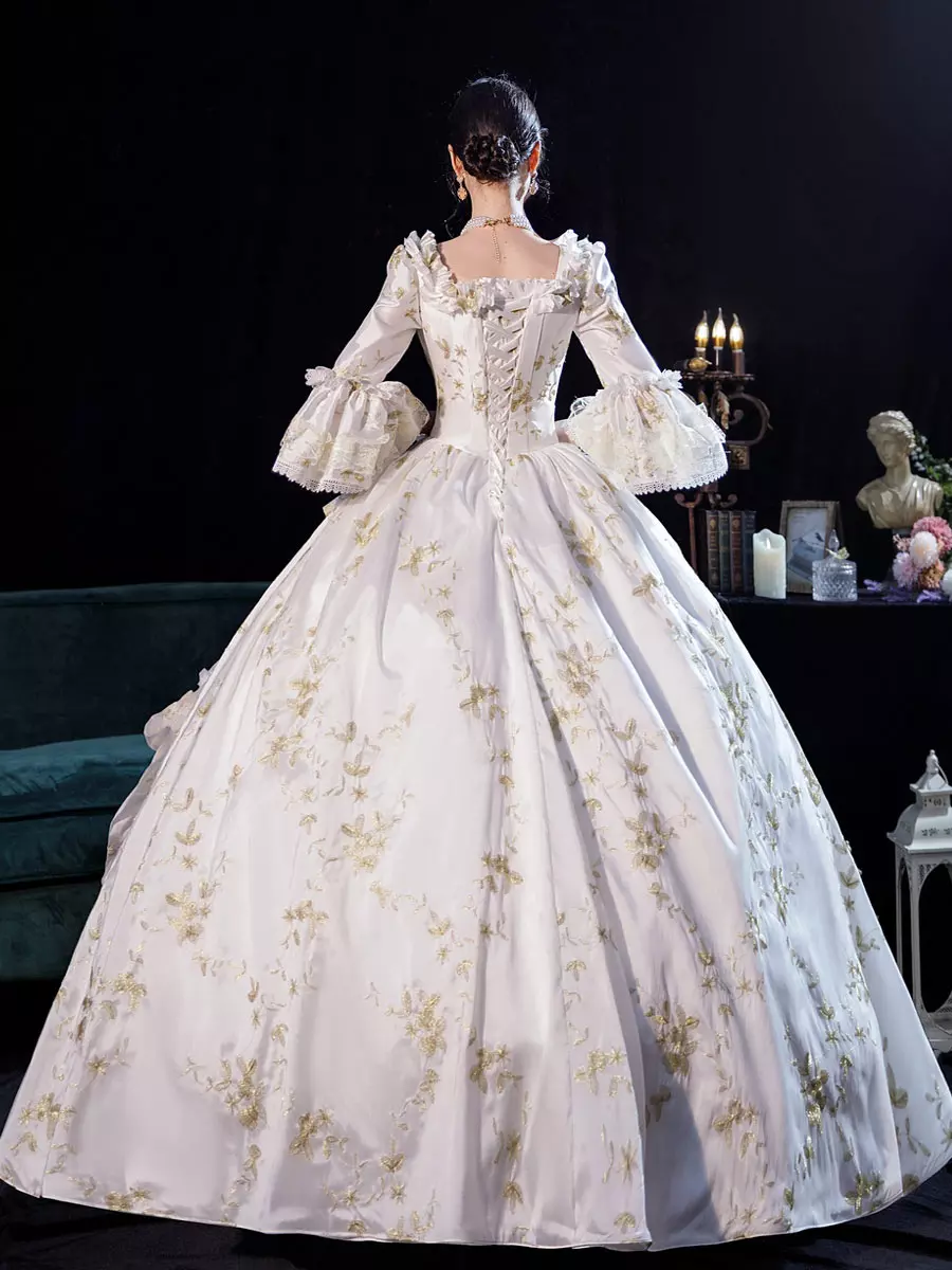 Abito da ballo vittoriano bianco costumi retrò del XVIII secolo abito per donna costume da Maria Antonietta in stile europeo