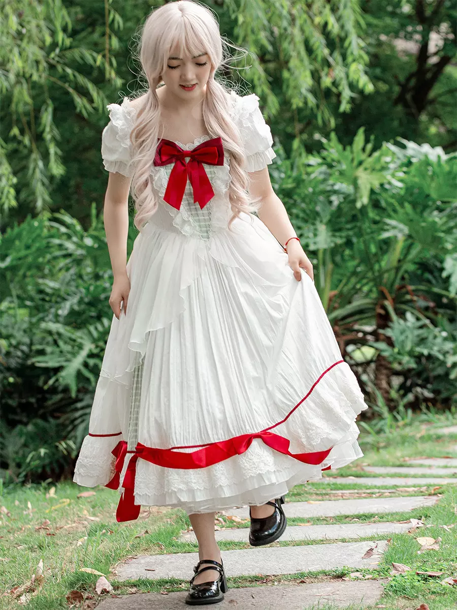 white lolita dress Sweet Polyester Long Sleeves Wedding Hime Lolita Dress no restrictions 78 M 84  Dual Enchantment: Kuro &