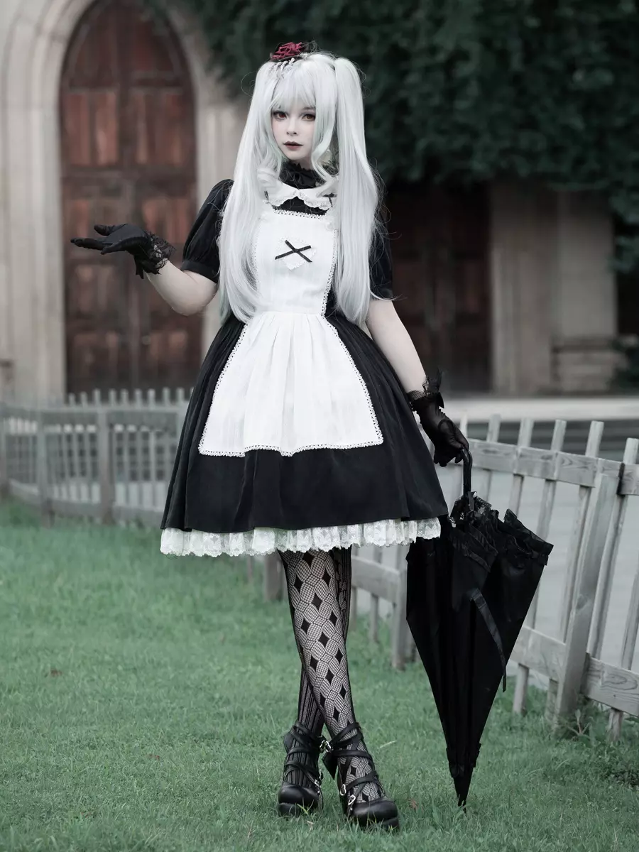 open lace back dress Elegant Goth Layered Dress Black / S