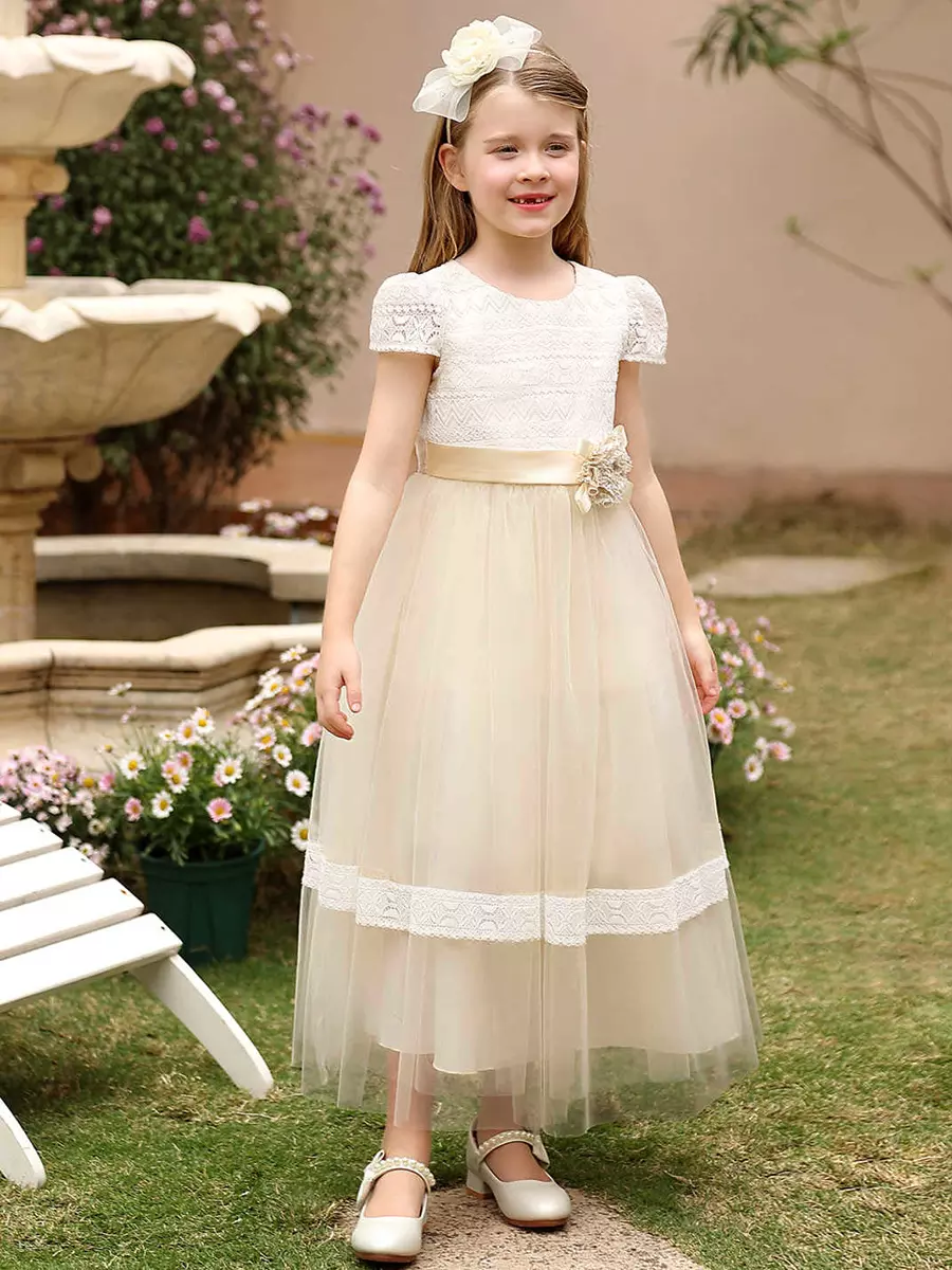 flower girl dresses for wedding Lovely Tulle Lace Flower Girl Dress Wedding Party with Appliques Same as Picture / 7 main image 1