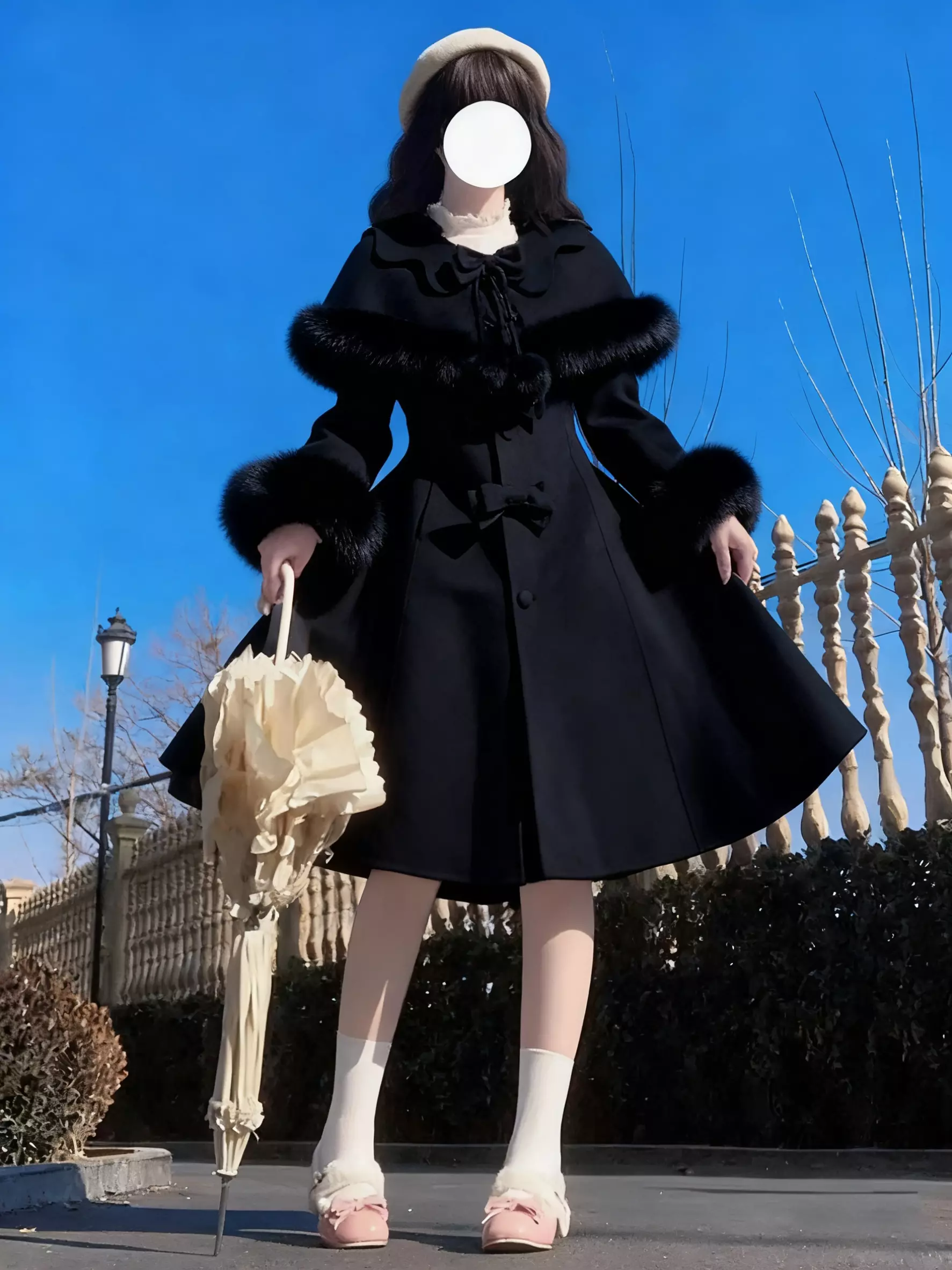 Sweet Lolita Coats Pink Coat Bows Overcoat Polyester Winter Lolita Outwears