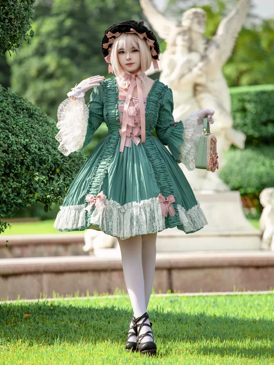 green lolitia dress Green dress Lolita Prom Dress Vintage flower lolita Dress Prom Dress G Mermaidcosplay