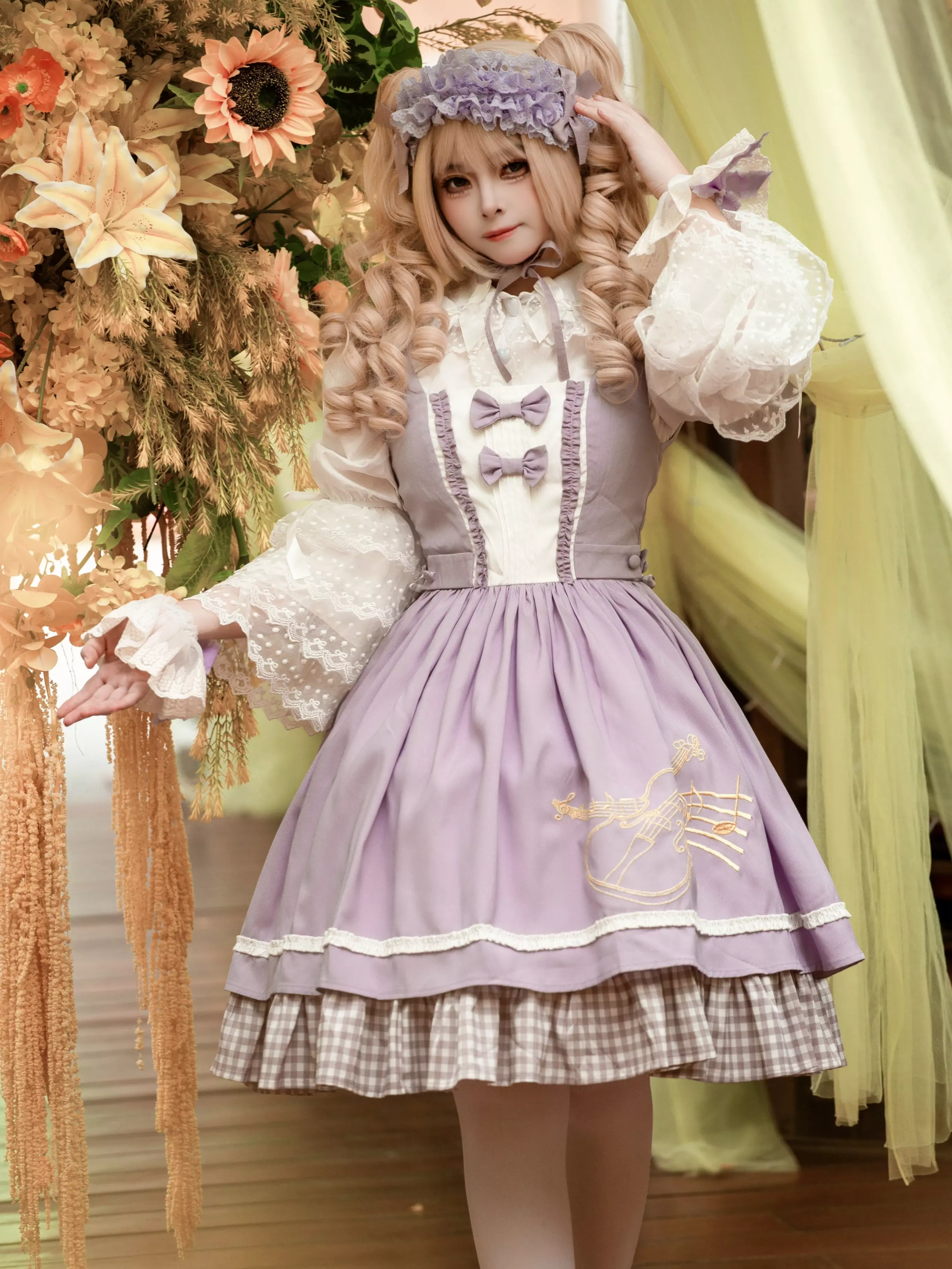 Lolitashow限定 JSK バイオリンプリント スイートパープル Lolitashow限定 JSK バイオリンプリント スイートパープル