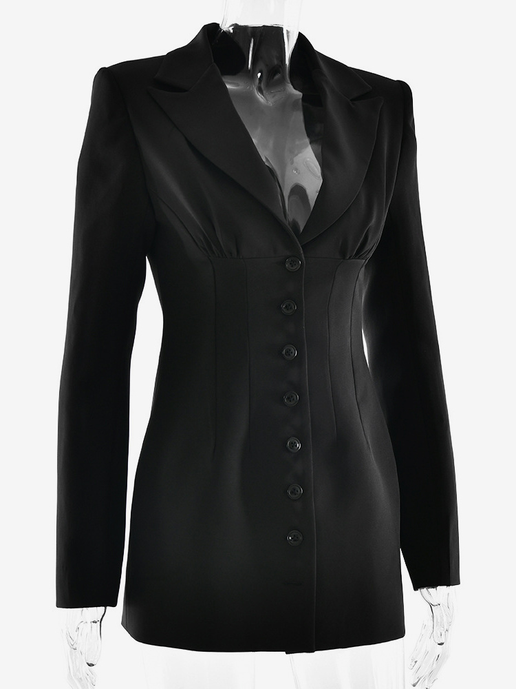 Modern Blazer Padded Shoulder Ruched Bodycon Mini Dress For Women 2026