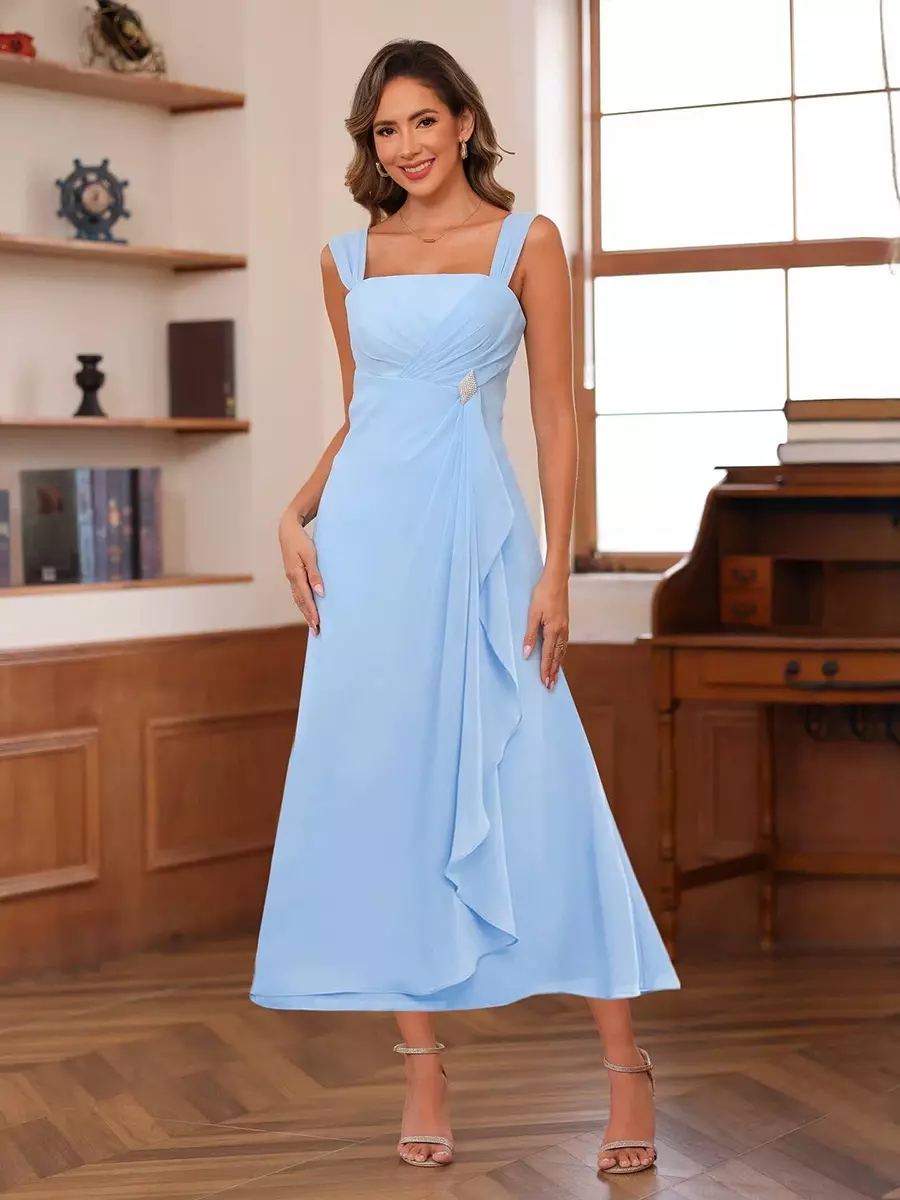 Bridal Mother Dress Square Neck Half Sleeves Two-piece Pleated Guest Dresses For Wedding - Milanoo.com Bridal Mother Dress Square Neck Half Sleeves Two-piece Pleated Guest Dresses For Wedding - Milanoo.com