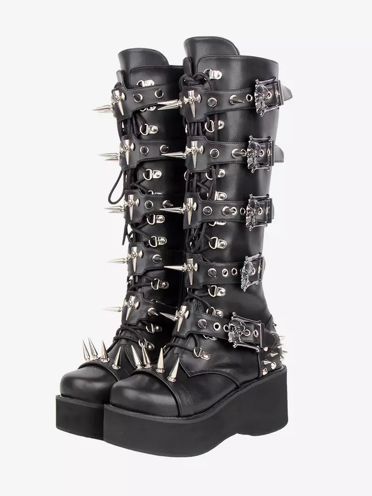 Stivali alti alla coscia con fibbia punk gotica da donna – Design punk