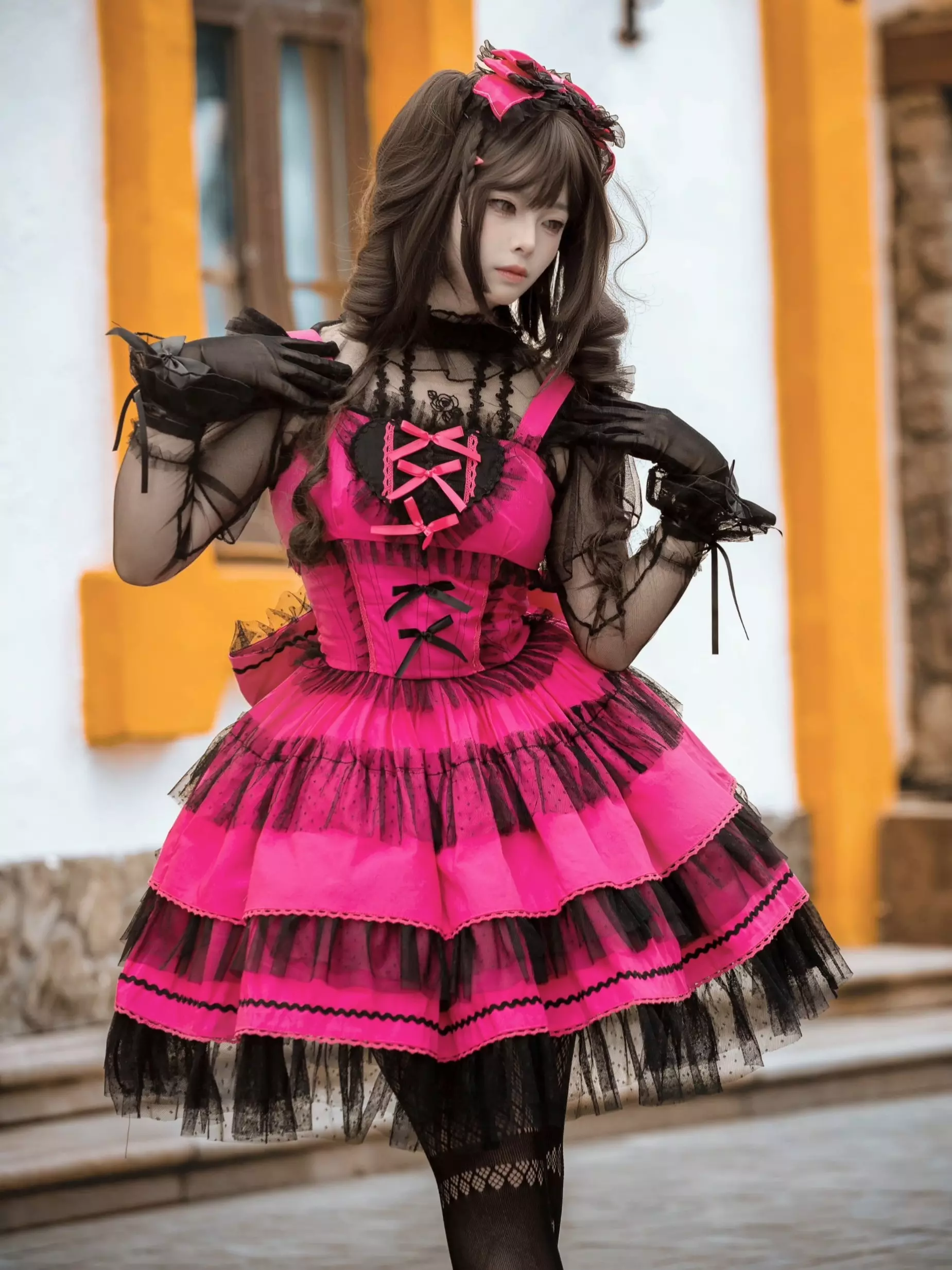 ゴシック ロリータ ドレス フリル 水玉 ローズ グリーン - Lolitashow.com