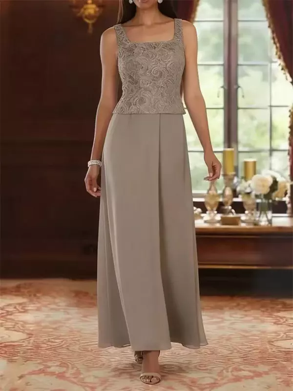 Party Dress For Mother Of The Bride Square Neck 3/4 Length Sleeves Two-piece Lace Guest Dresses For Wedding - Milanoo.com Party Dress For Mother Of The Bride Square Neck 3/4 Length Sleeves Two-piece Lace Guest Dresses For Wedding - Milanoo.com