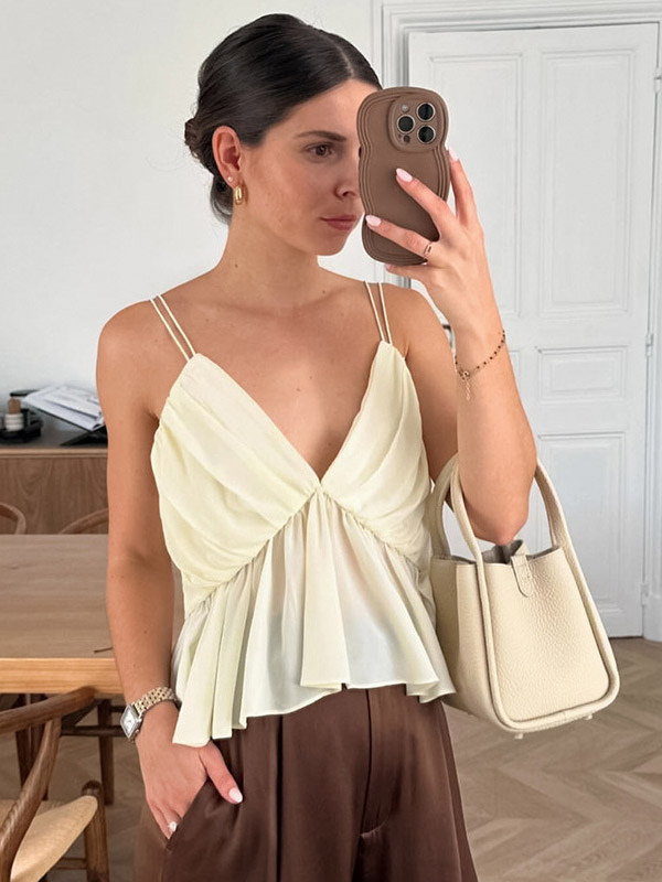 Apricot Cami Top V-Neck Strappy Chic Camis For Women-image-1087050