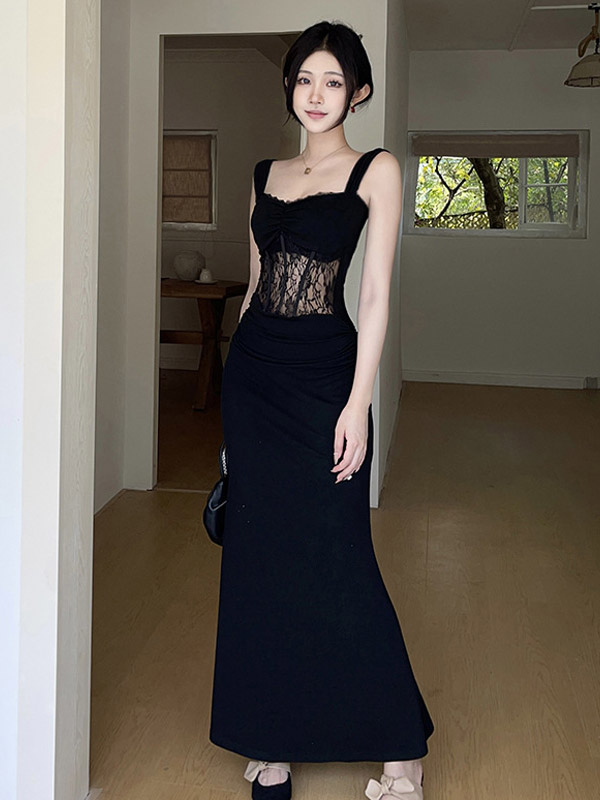Night Out Dresses Black Sleeveless Straps Neck Summer Dress