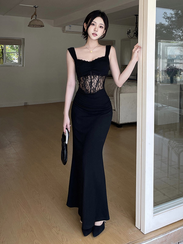 Night Out Dresses Black Sleeveless Straps Neck Summer Dress-image-1087148