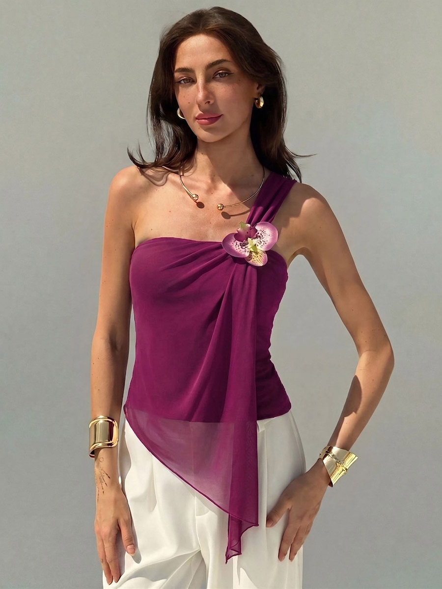 Fuchsia Cami Top Flowers Casual Women Camis-image-1087190