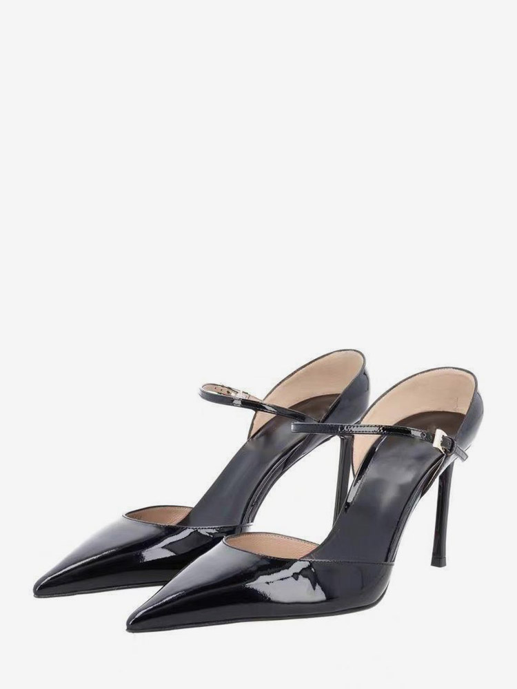 Black Dress Shoes Women's Pointed Toe Buckle Detail Pumps-image-1087628