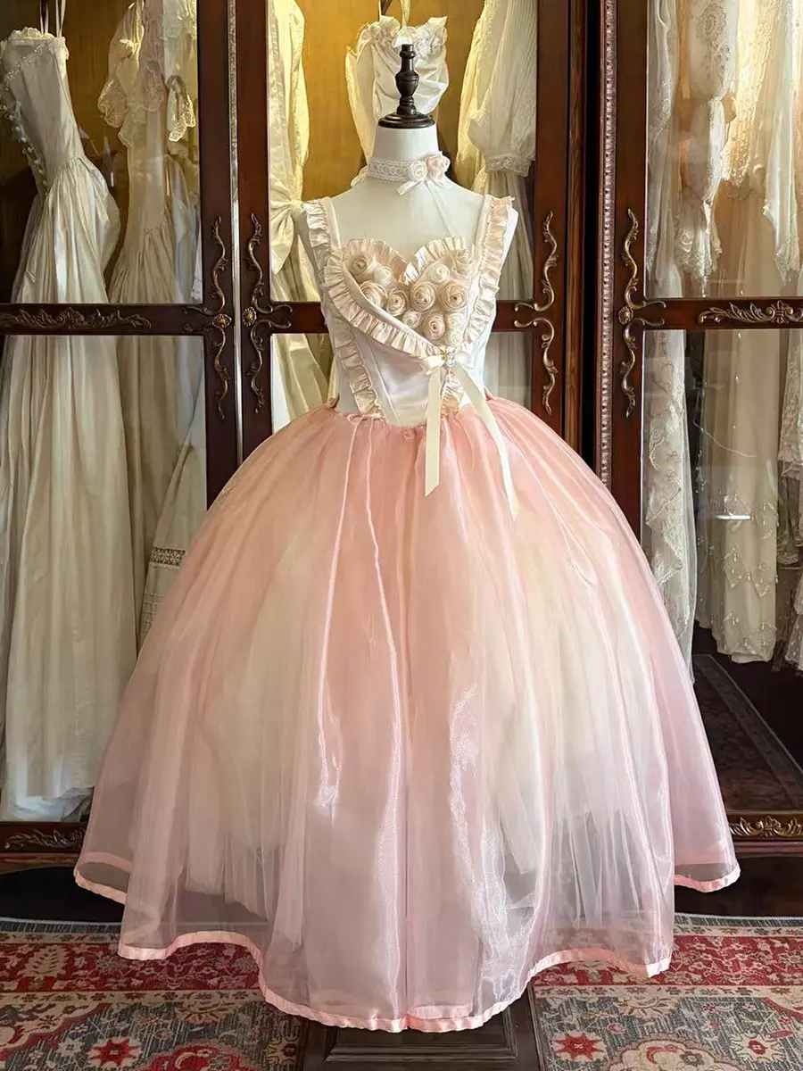 fairy tea party dress Fairy Lolita Dresses Ruffles Pink Straps Rose Lace Up Sweet Lolita Ballet Tea  Party Dress