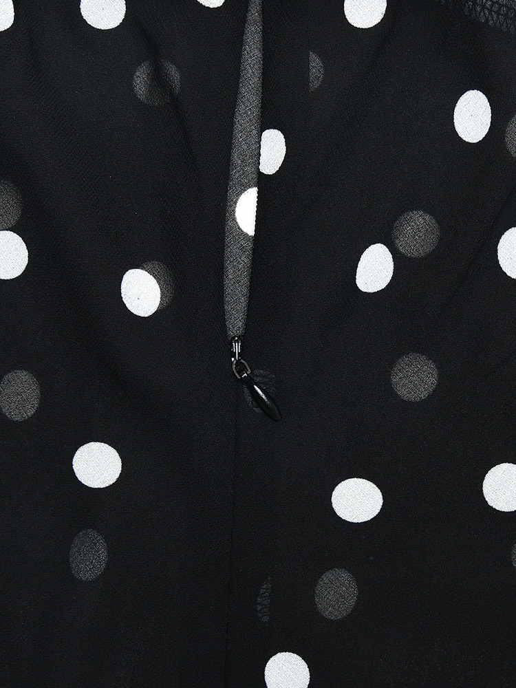 Vacation Dresses Maxi Sleeveless Polka Dot V-Neck Sexy Black Dress