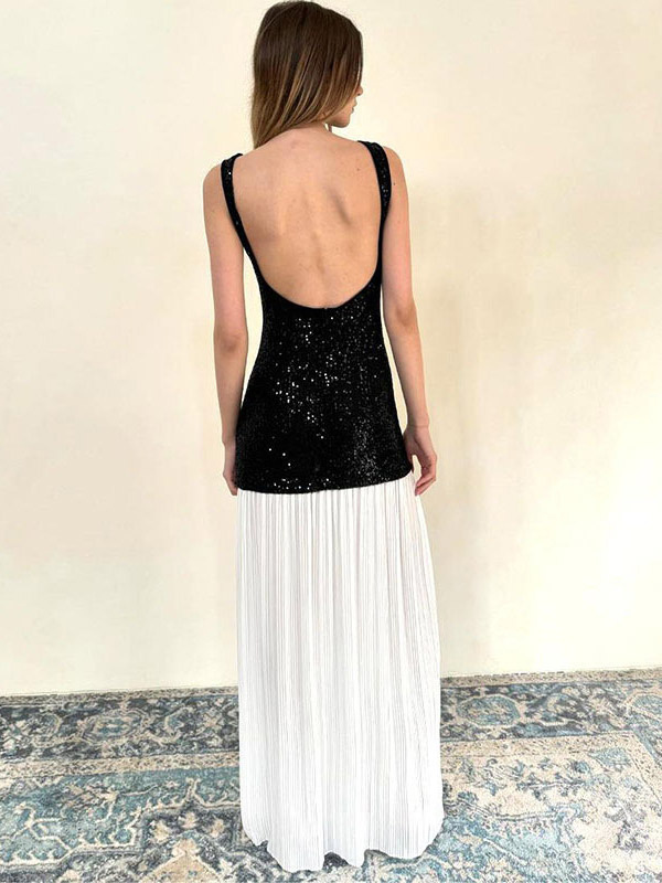 Vacation Dresses Maxi Sleeveless Casual Black Dress