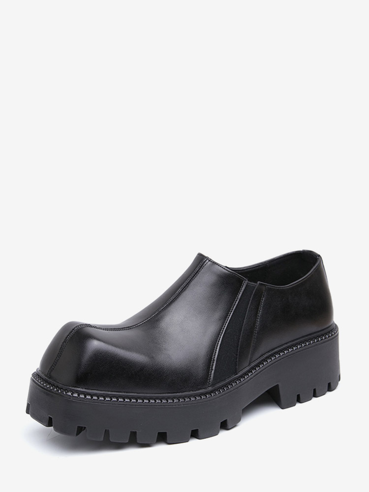 Bottines noires pour hommes bout carré à enfiler