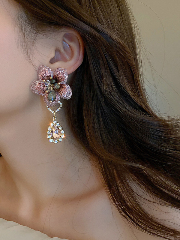 Boucles d'oreilles roses pour adolescentes style villégiature bijoux vintage à fleurs