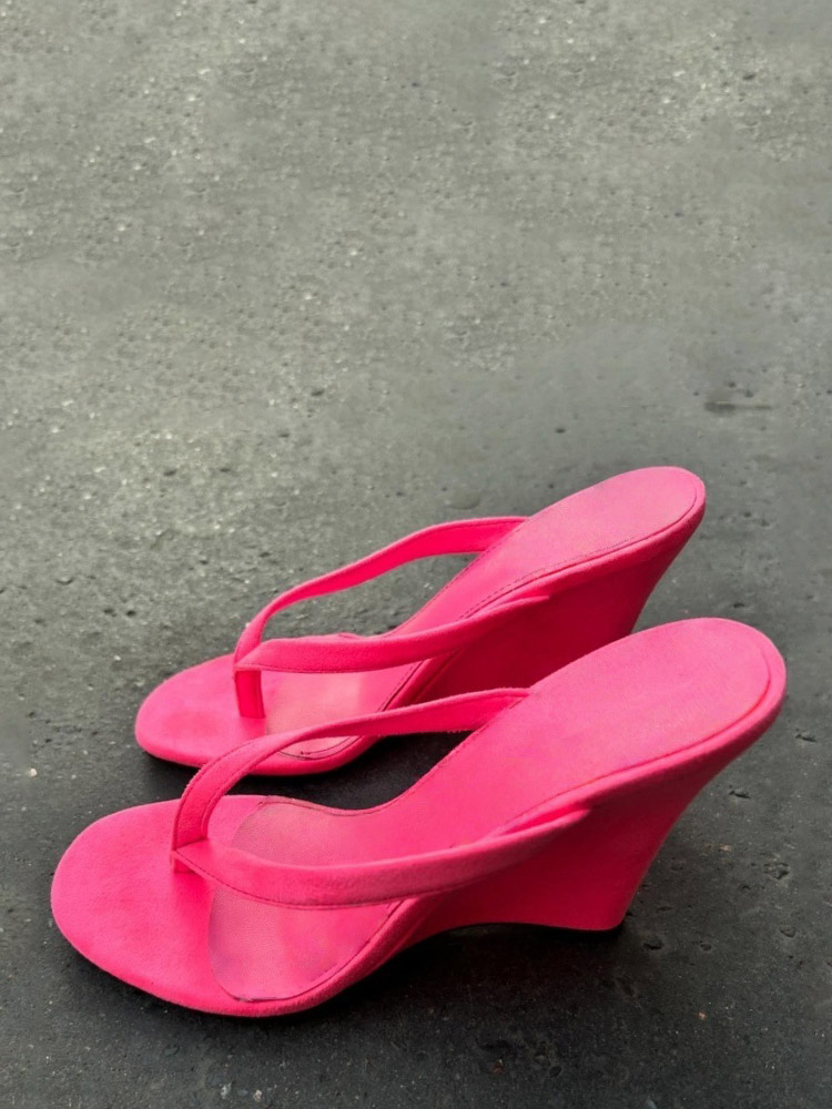 Sandales compensées en daim à lanières pour femmes