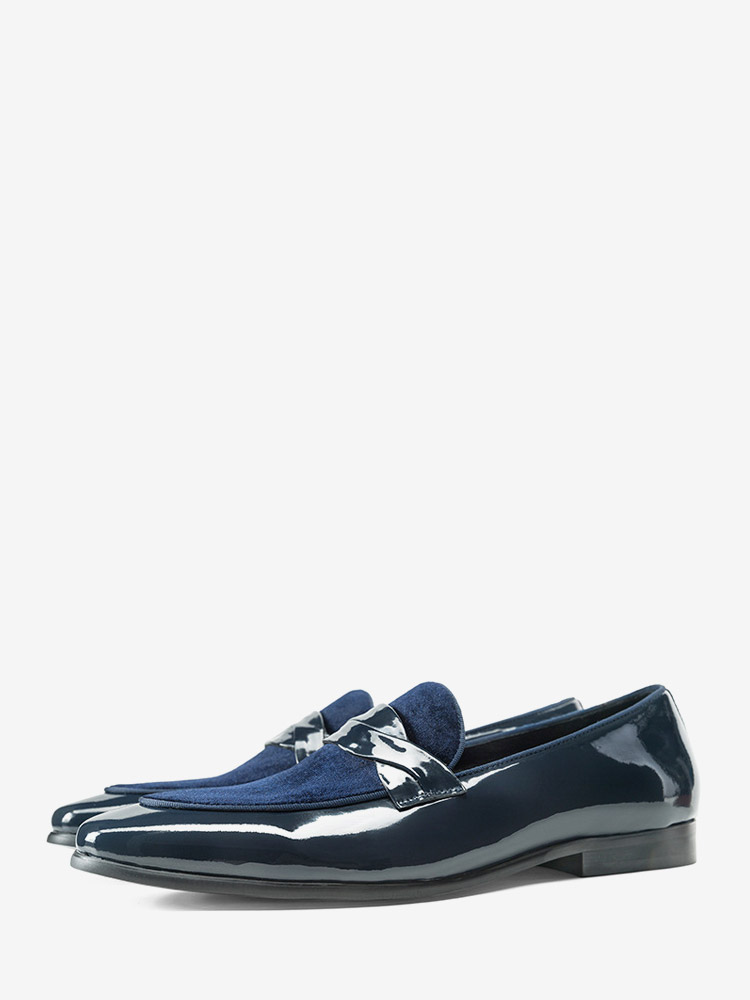 Mocassins pour hommes en cuir de vachette à bout rond chaussures habillées à enfiler