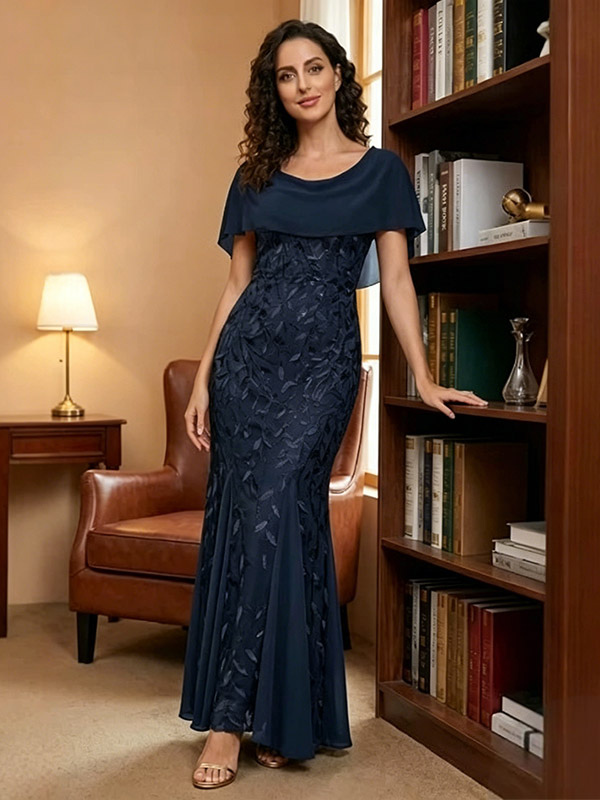 Mother Dress Jewel Neck Short Sleeves Ball Gown Lace Wedding Guest Dresses-image-1089942