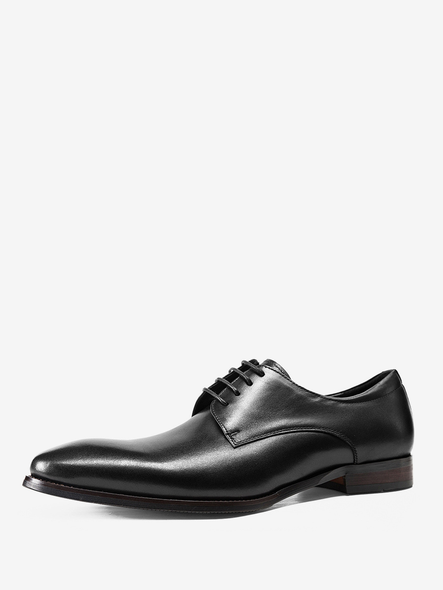 Chaussures habillées noires pour hommes bout rond à lacets
