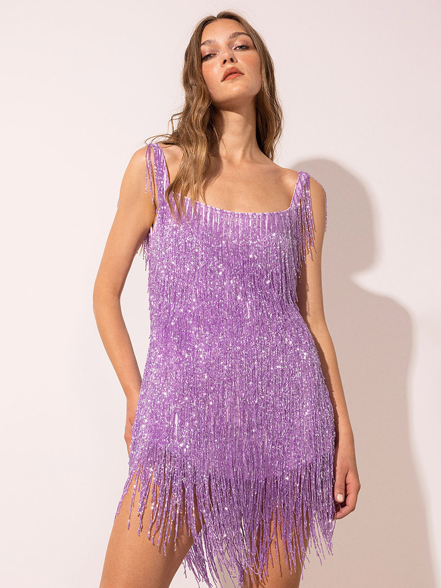Club Dress Purple Straps Neck Straps Shaping Sexy Dress-image-1090656