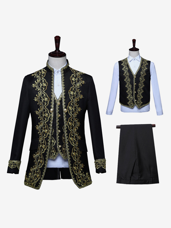Tenue médiévale noble vintage en jacquard or bordeaux royal