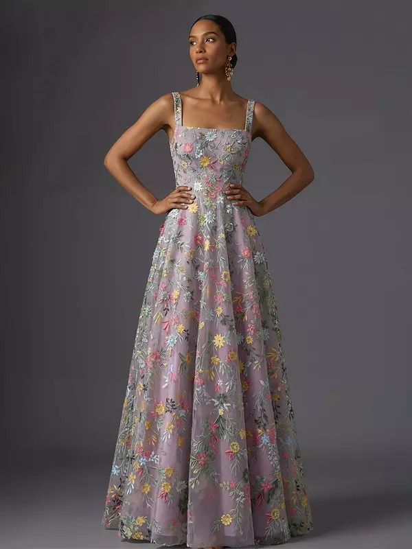 embroidered dress wedding guest Luxury heavy embroidery jacquard elegant White fairy summer long wedding guest dress