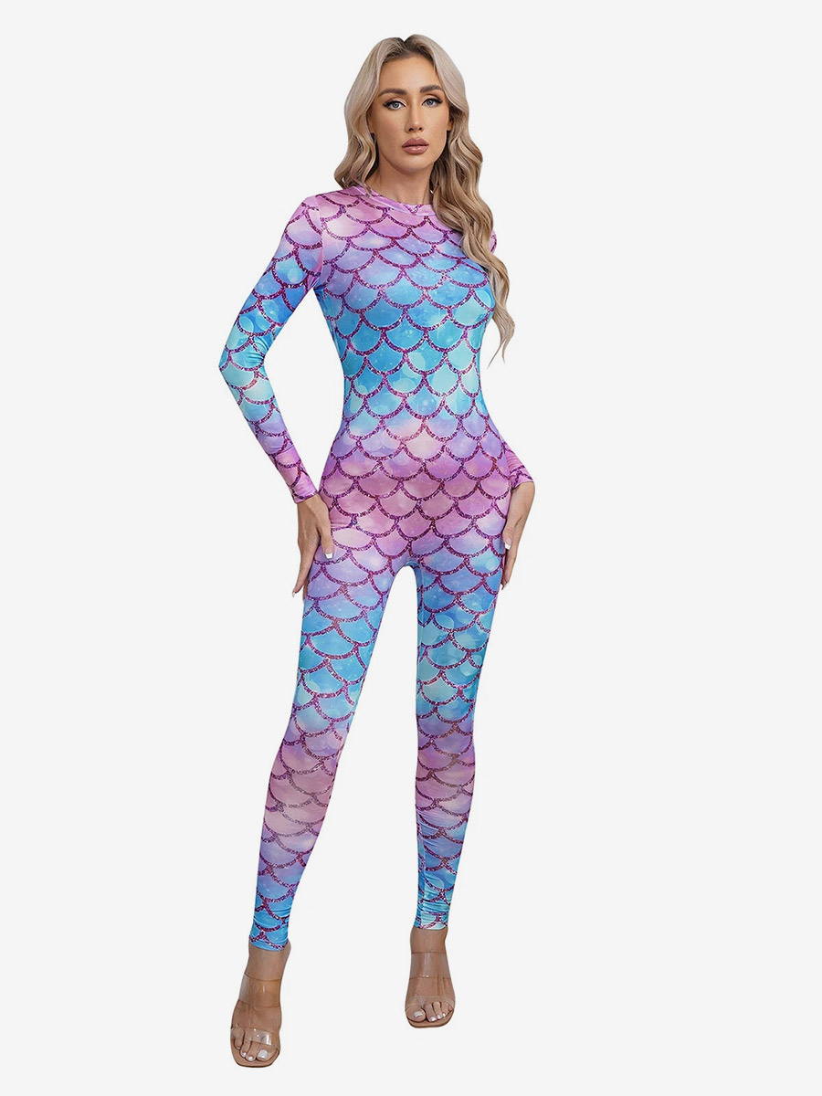 Combinaisons zentai motifs Halloween Combinaison sexy pour femme en lycra et élasthanne à imprimé écailles de poisson