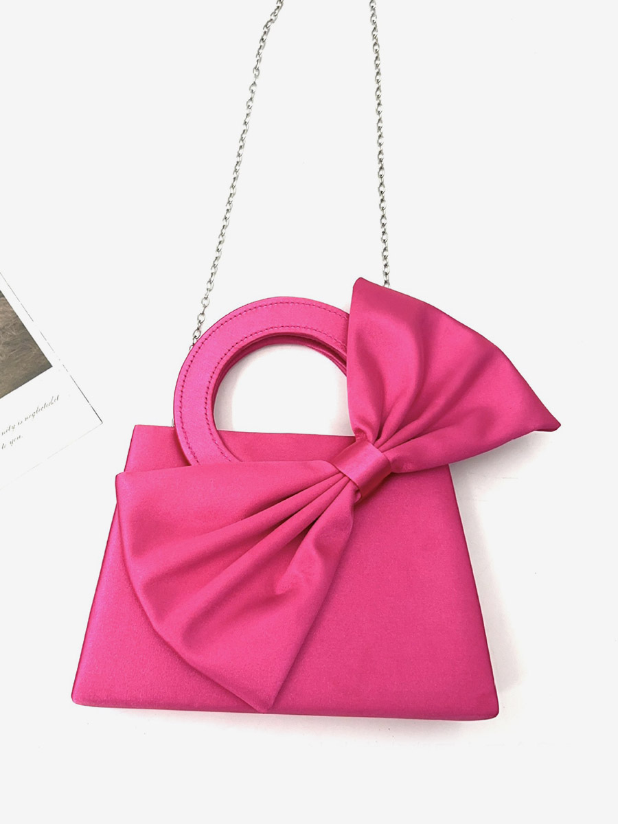 Sac de soirée miniature en satin avec anse anneau et nœud bandoulière amovible et chaîne détachable pochette pour mariage ou soirée.