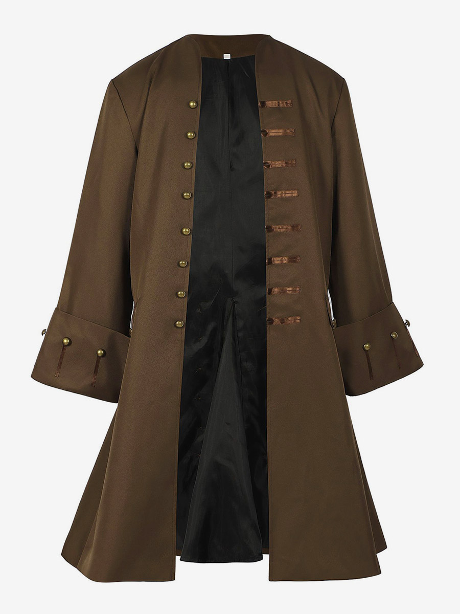 Manteau Veste À Manches Longues Boutons Rétro Marron Vintage Pour Homme