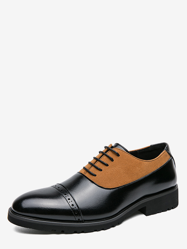 Chaussures Oxford pour hommes bout rond lacets chaussures décontractées