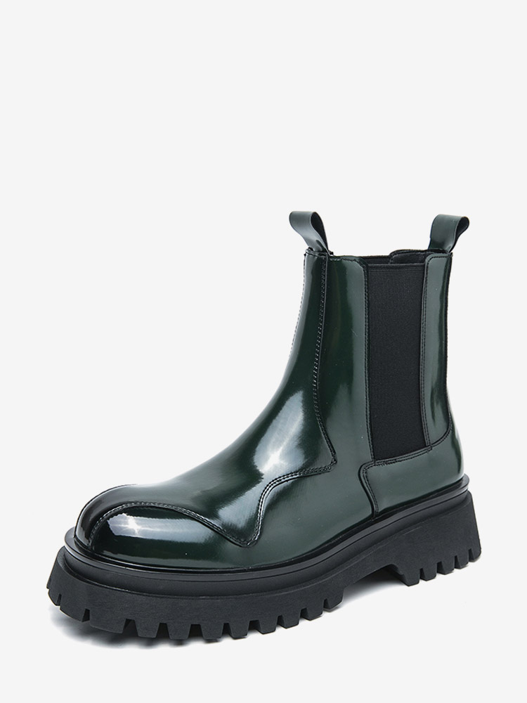 Bottines Chelsea pour hommes bout rond plateforme.