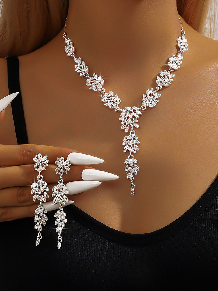 Ensemble de bijoux pour mariée magnifique perle d'imitation pendentif en métal ajouré