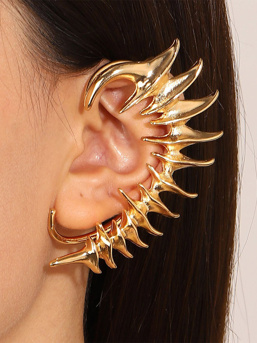 Boucle d'oreille en forme d'arête de poisson motif squelette manchette d'oreille sans perçage